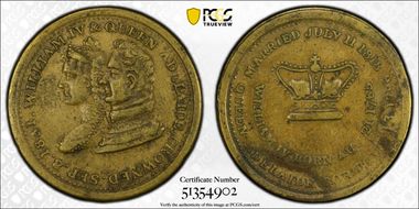 1831 Medal William IV and Adelaide Marriage Brass XF45