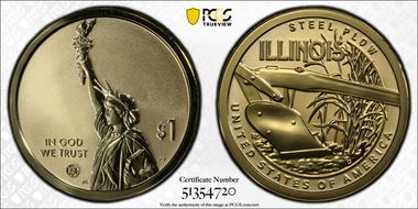 2024-S $1 American Innovation IL Rev PR Steel Plow First Strike PR70