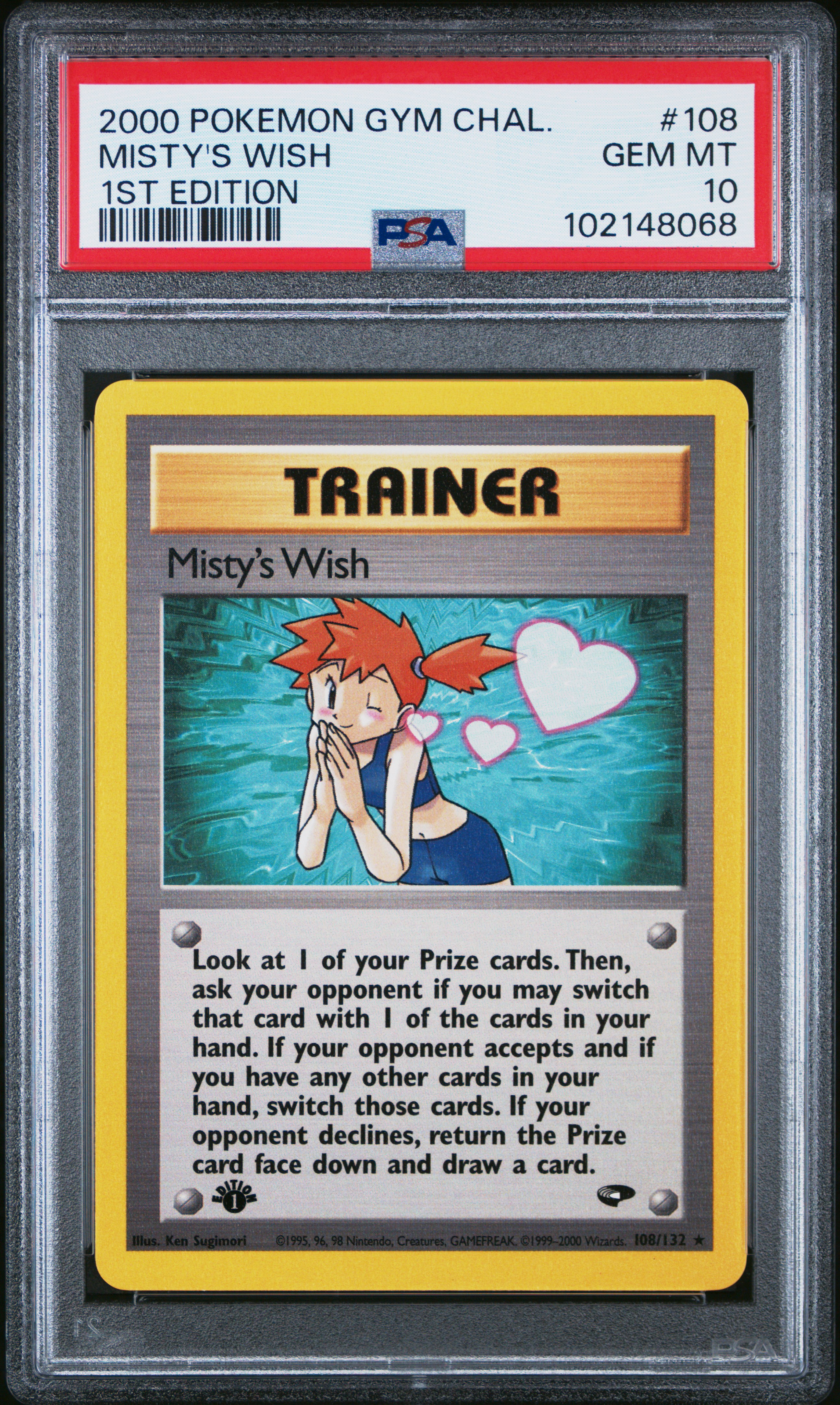 2000 #108 Misty's Wish 1st Edition PSA 10 Gym Challenge