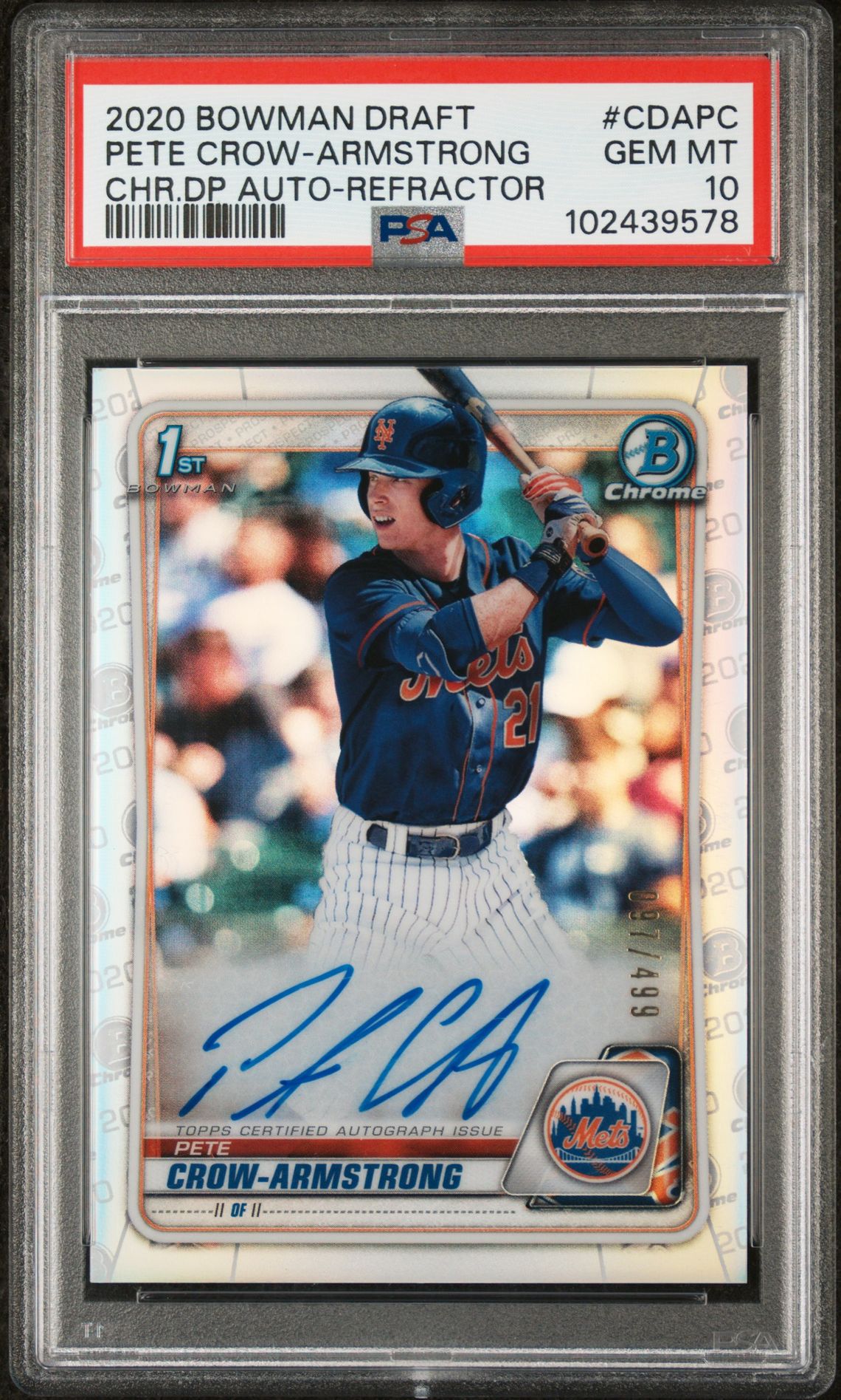 2020 Bowman Bowman Draft CHR.DP AUTO-REFRACTOR #CDAPC Pete Crow-Armstrong front