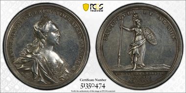 1770 Medal  Diakov-149.1 Ag 45mm Victories over Turkey AU53