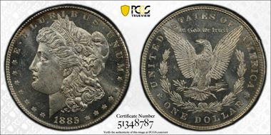 1885 $1 MS62PL