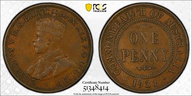 1931 (m) 1D Indian obverse Dropped 1 VF35BN