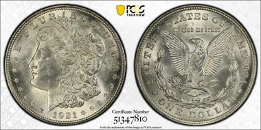 1921 $1 Morgan MS64