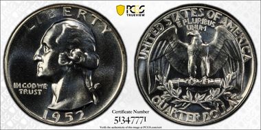 1952 25C PR67