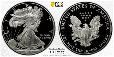 2001-W $1 Silver Eagle PR70DCAM