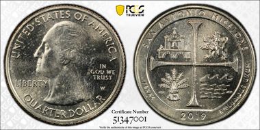 2019-W 25C San Antonio Missions NP MS64