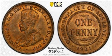 1921 1D Indian obverse MS64RB
