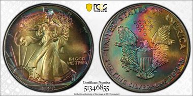 1992 $1 Silver Eagle MS63