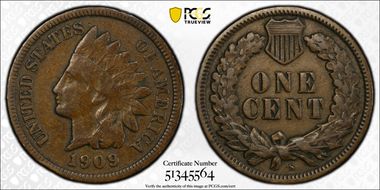 1909-S 1C Indian VF20BN