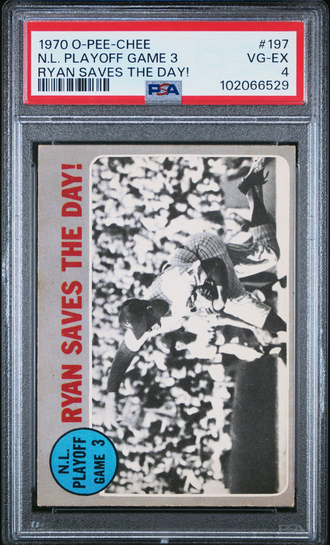 1970 O-Pee-Chee N.l. Playoff Game 3 #197 (Ryan Saves The Day!) Vg-Ex 4 front