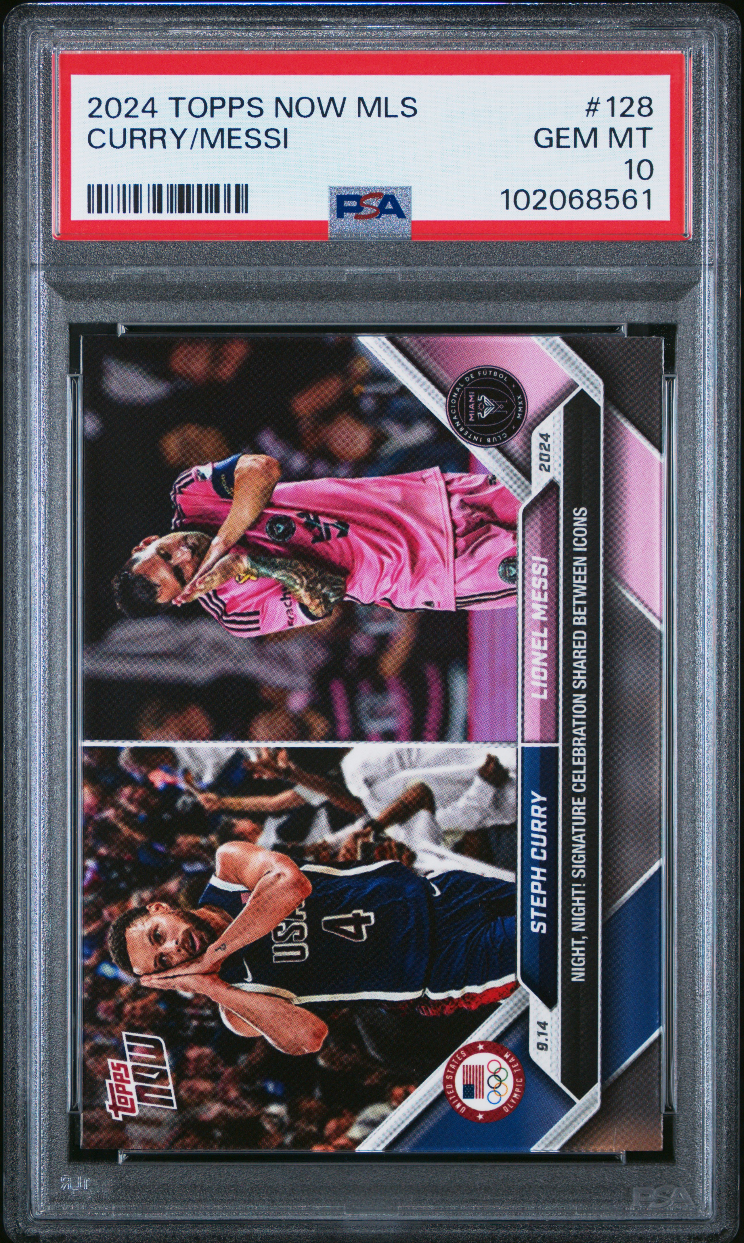 2024 Topps Now Mls Curry/Messi #128 Gem Mt 10 front