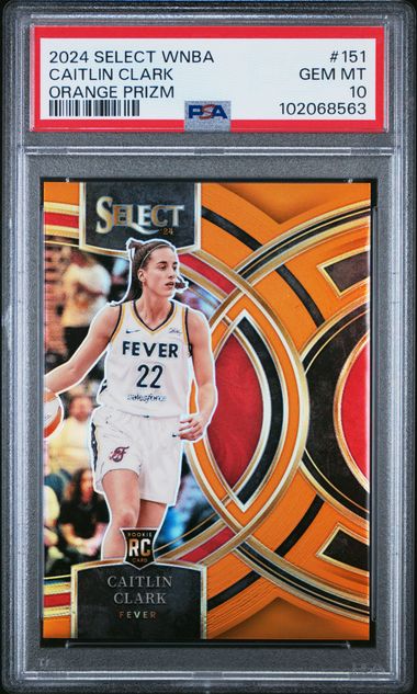 2024 Panini Select Wnba Caitlin Clark #151 (Orange Prizm) Gem Mt 10 front