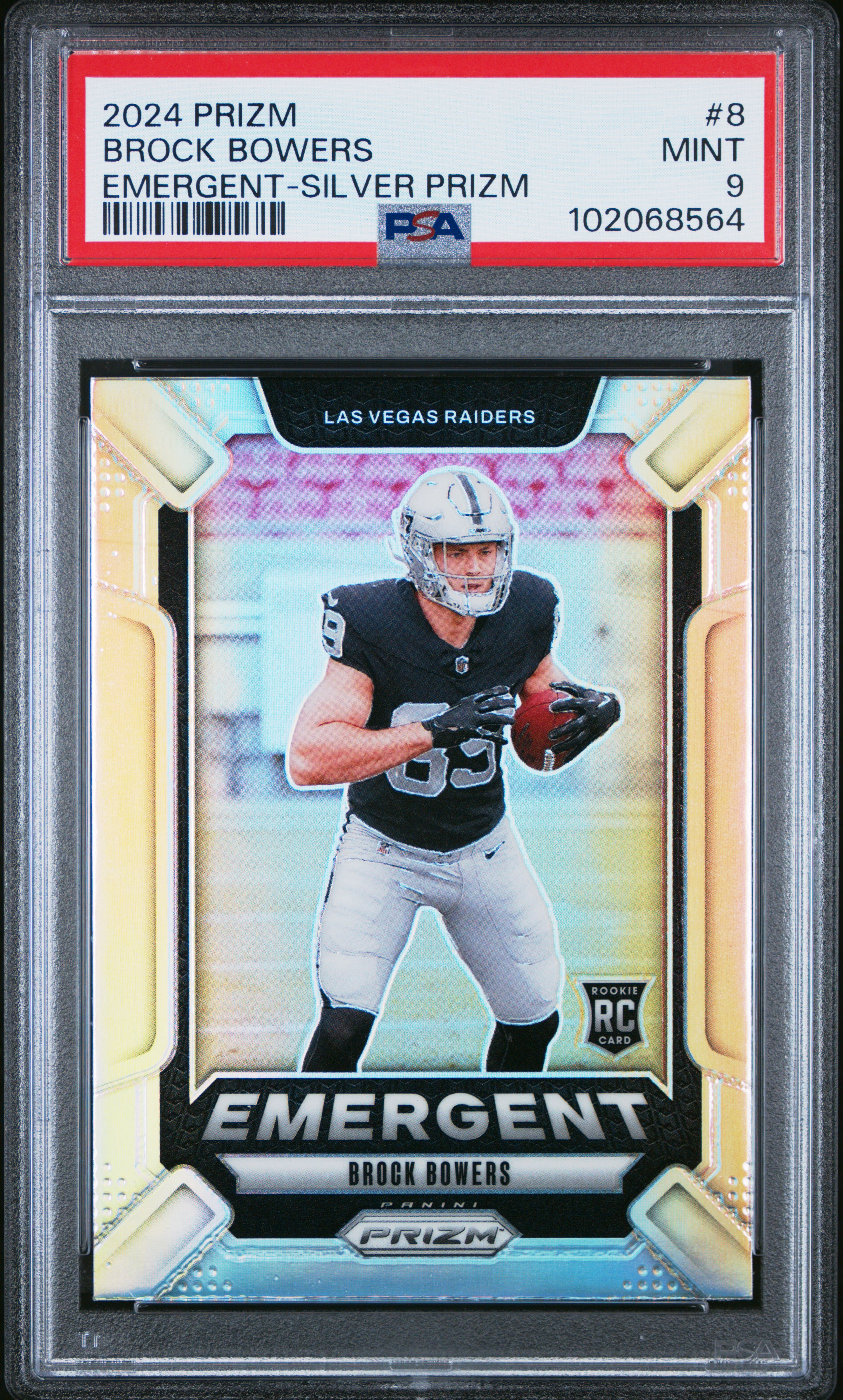 2024 Panini Prizm Emergent Brock Bowers #8 (Emergent-Silver Prizm) Mint 9 front