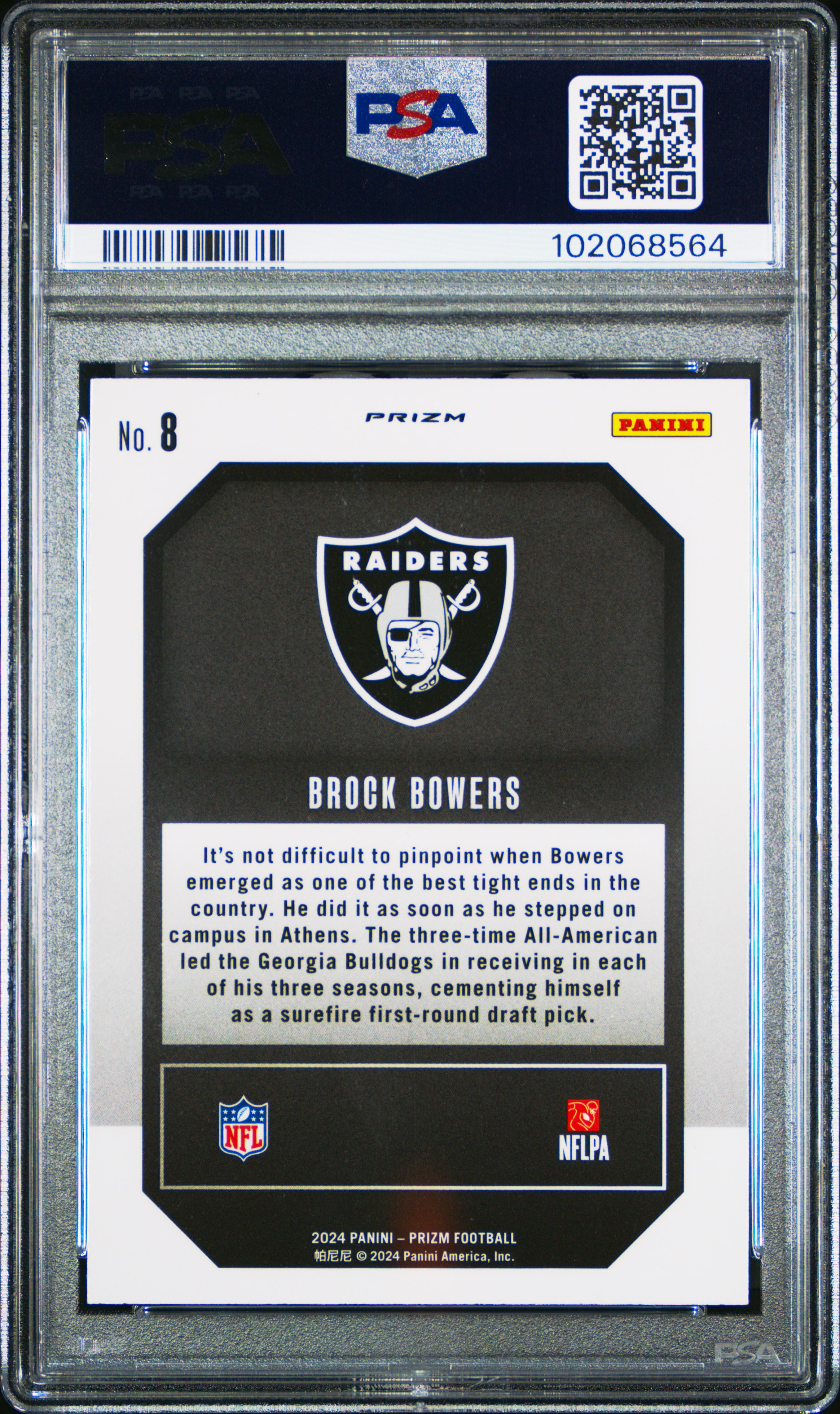2024 Panini Prizm Emergent Brock Bowers #8 (Emergent-Silver Prizm) Mint 9 back