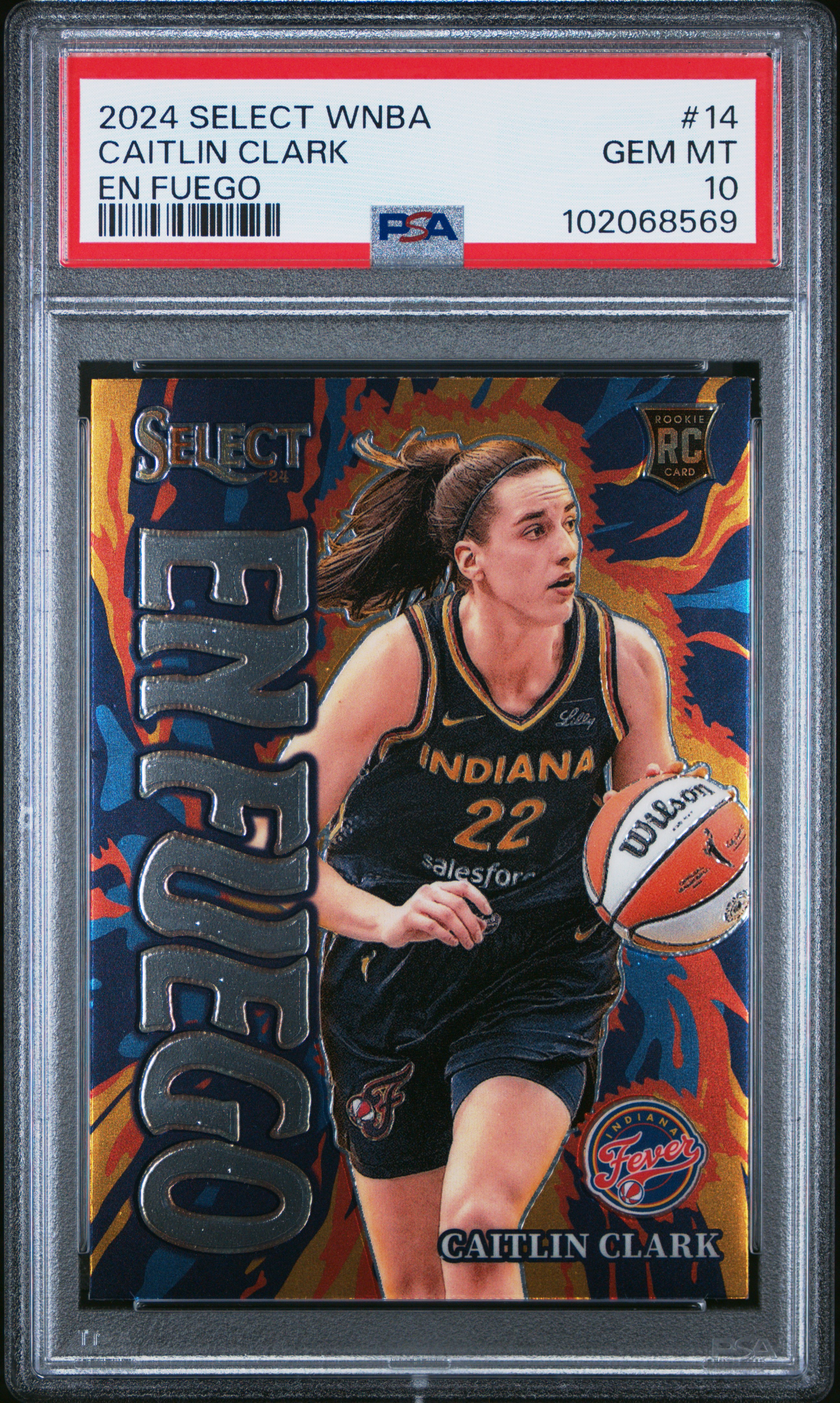 2024 Panini Select Wnba En Fuego Caitlin Clark #14 Gem Mt 10 front