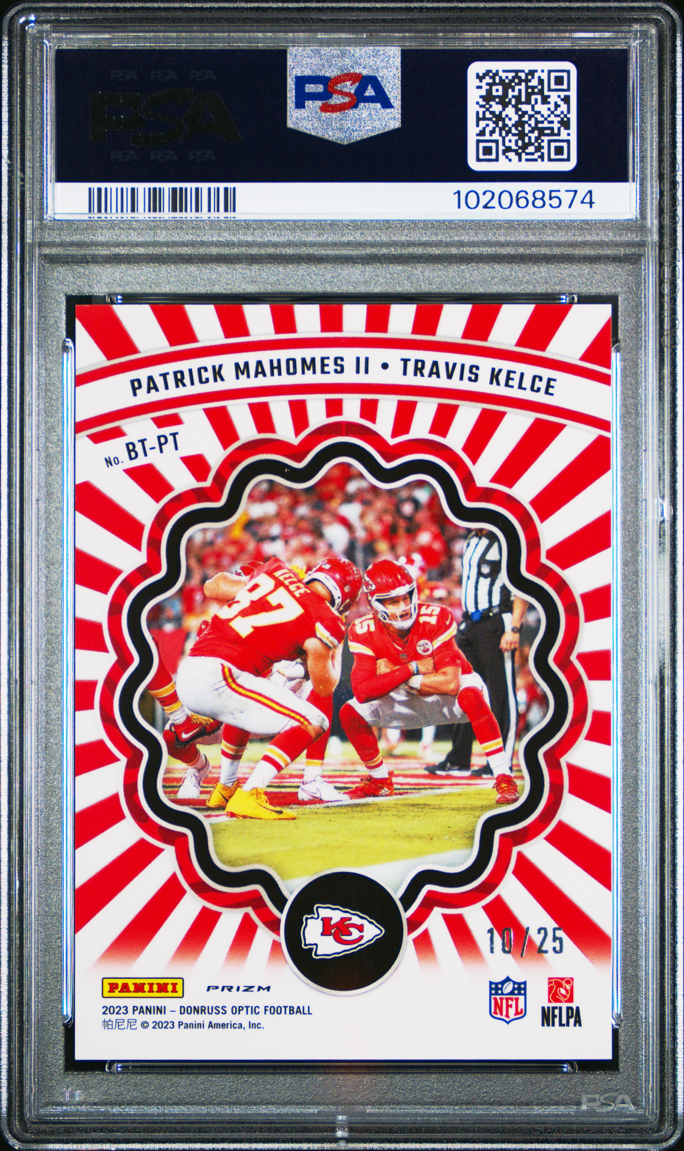 2023 Panini Donruss Optic Best Tuddys Mahomes Ii/Kelce #Btpt (Best Tuddys-Purple Stars) Mint 9 back