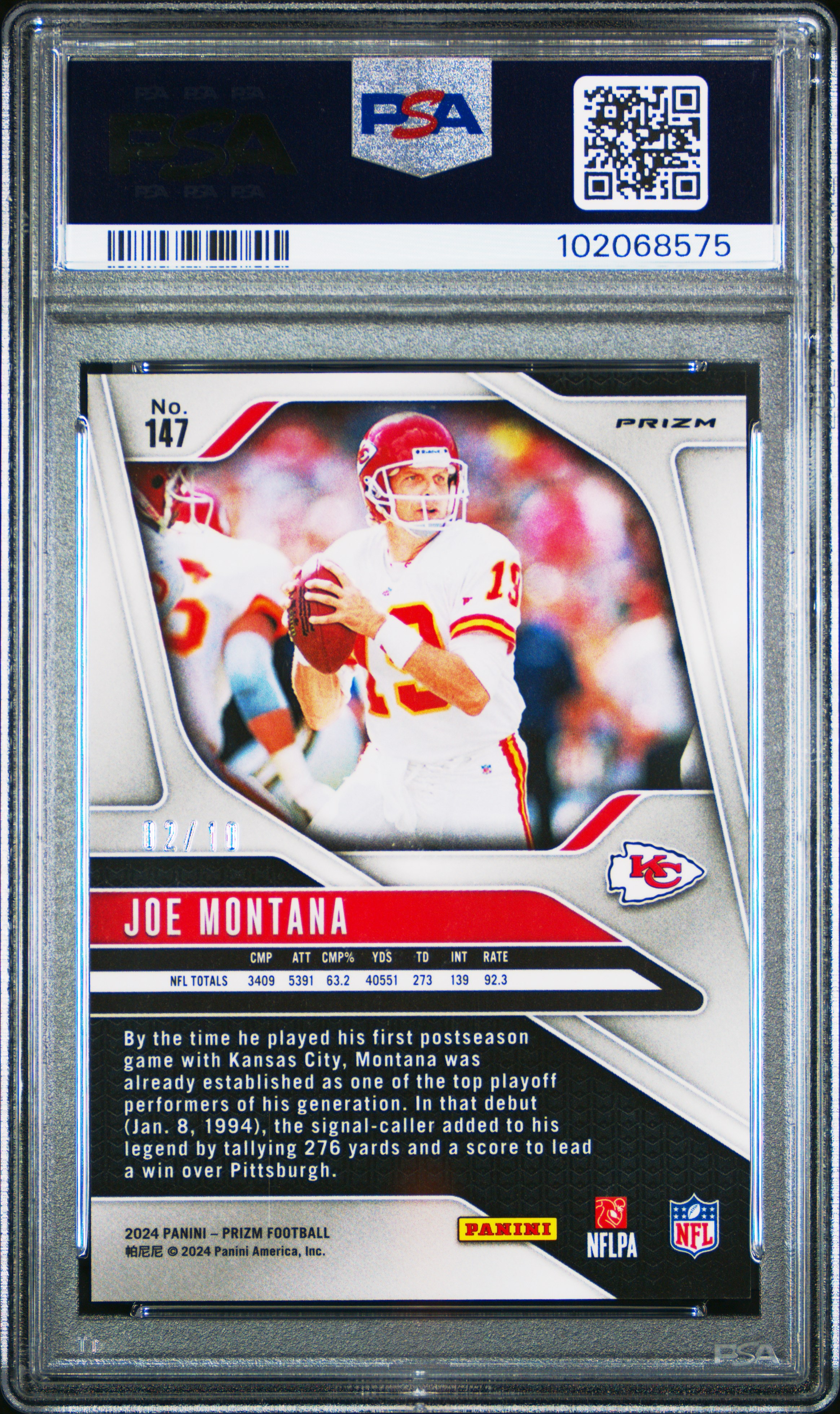 2024 Panini Prizm Joe Montana #147 (Gold Prizm) Nm-Mt 8 back