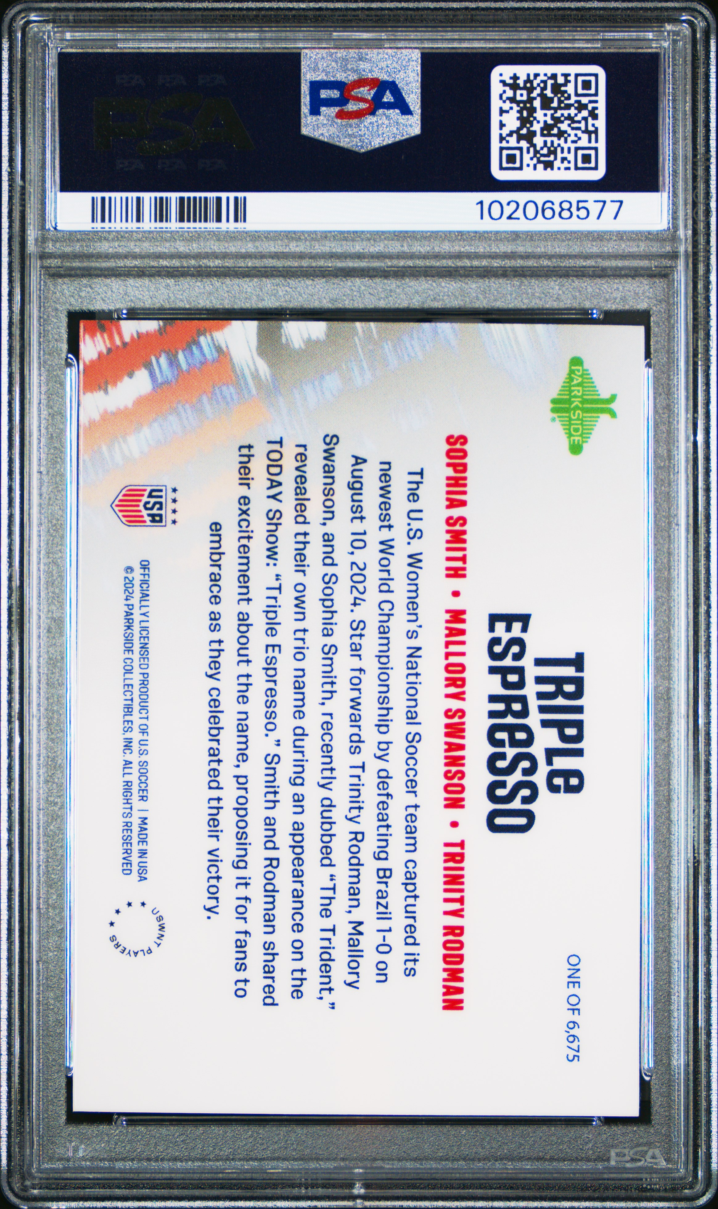 2024 Parkside Nwsl Triple Espresso Smith/Swanson/Rodman Mint 9 back