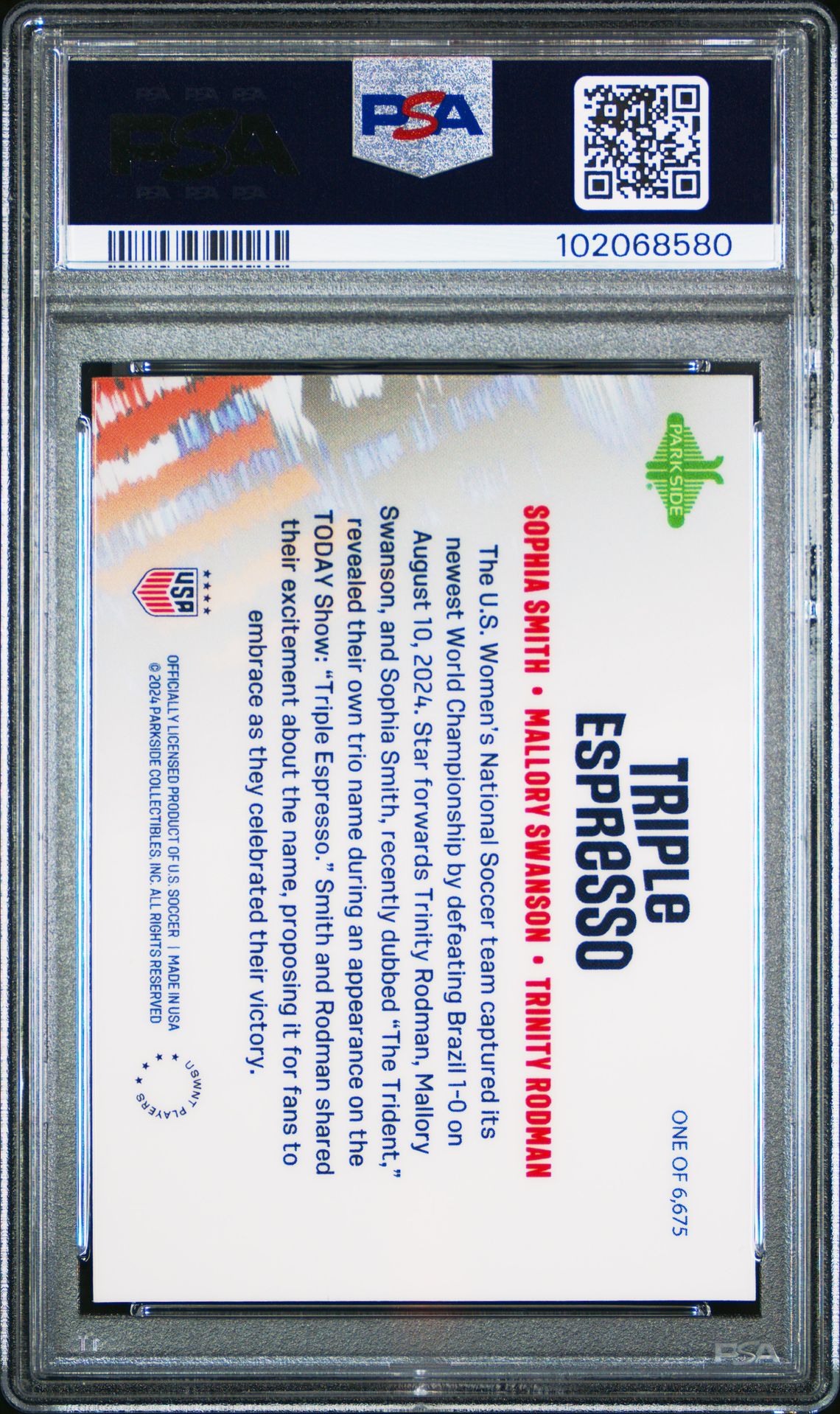 2024 Parkside Nwsl Triple Espresso Smith/Swanson/Rodman Mint 9 back