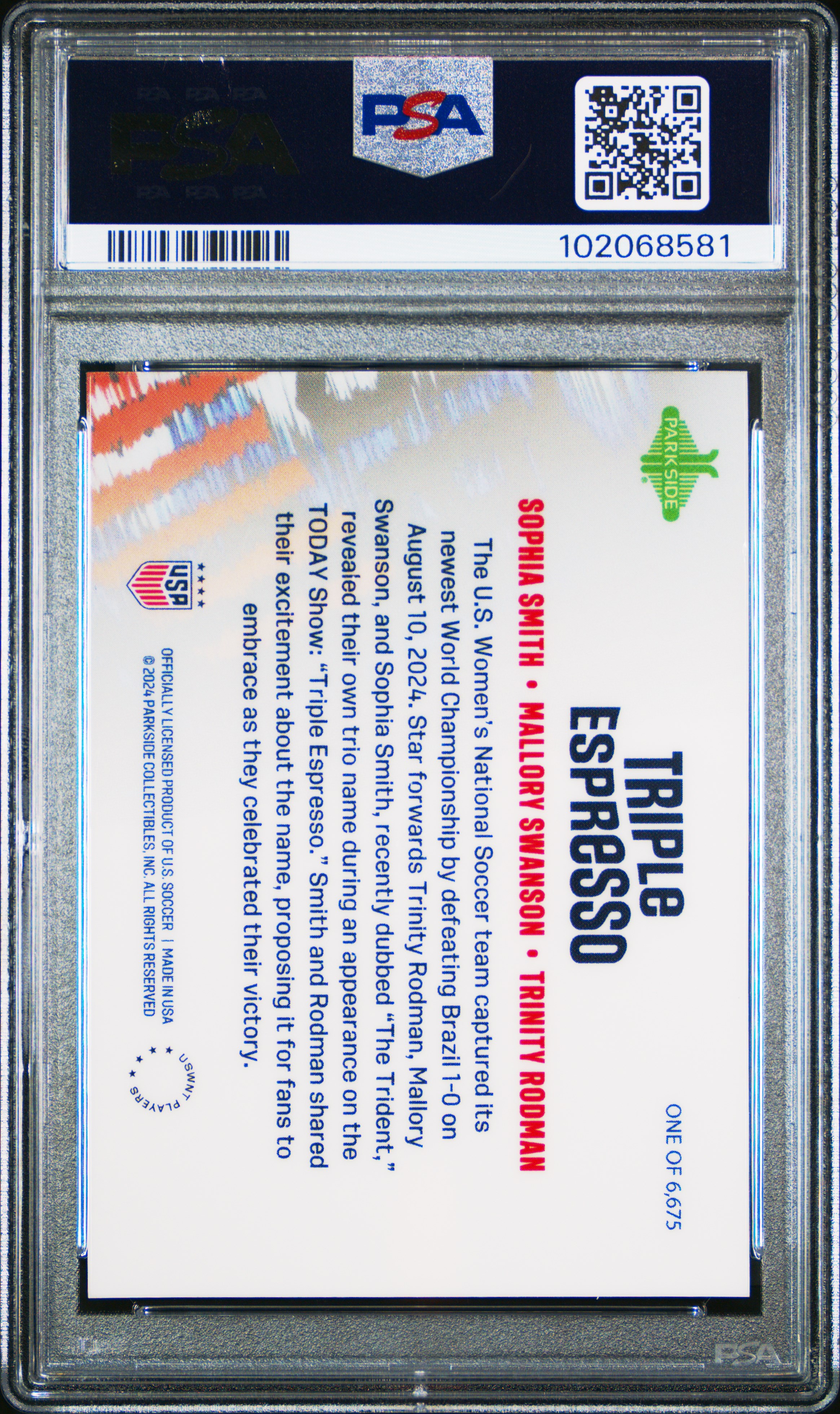 2024 Parkside Nwsl Triple Espresso Smith/Swanson/Rodman Mint 9 back