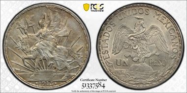 1913 Peso Caballito KM-453  Ag N1