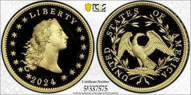 2024 $1 Flowing Hair High Relief Au 230th Anniversary PR70DCAM