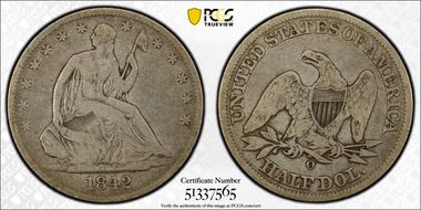 1842-O 50C Medium Date, Rev 1842 VG8