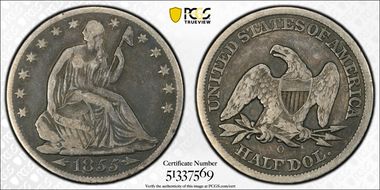 1855-O 50C Arrows F15