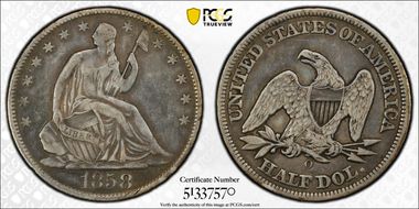 1858-O 50C VF25