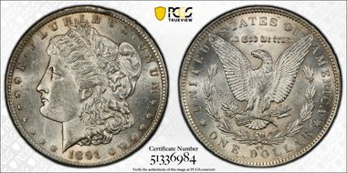 1891-CC $1 AU58