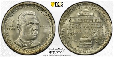 1951-S 50C Booker T. Washington MS67