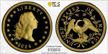 2024 $1 Flowing Hair High Relief Au 230th Anniversary First Strike PR70DCAM