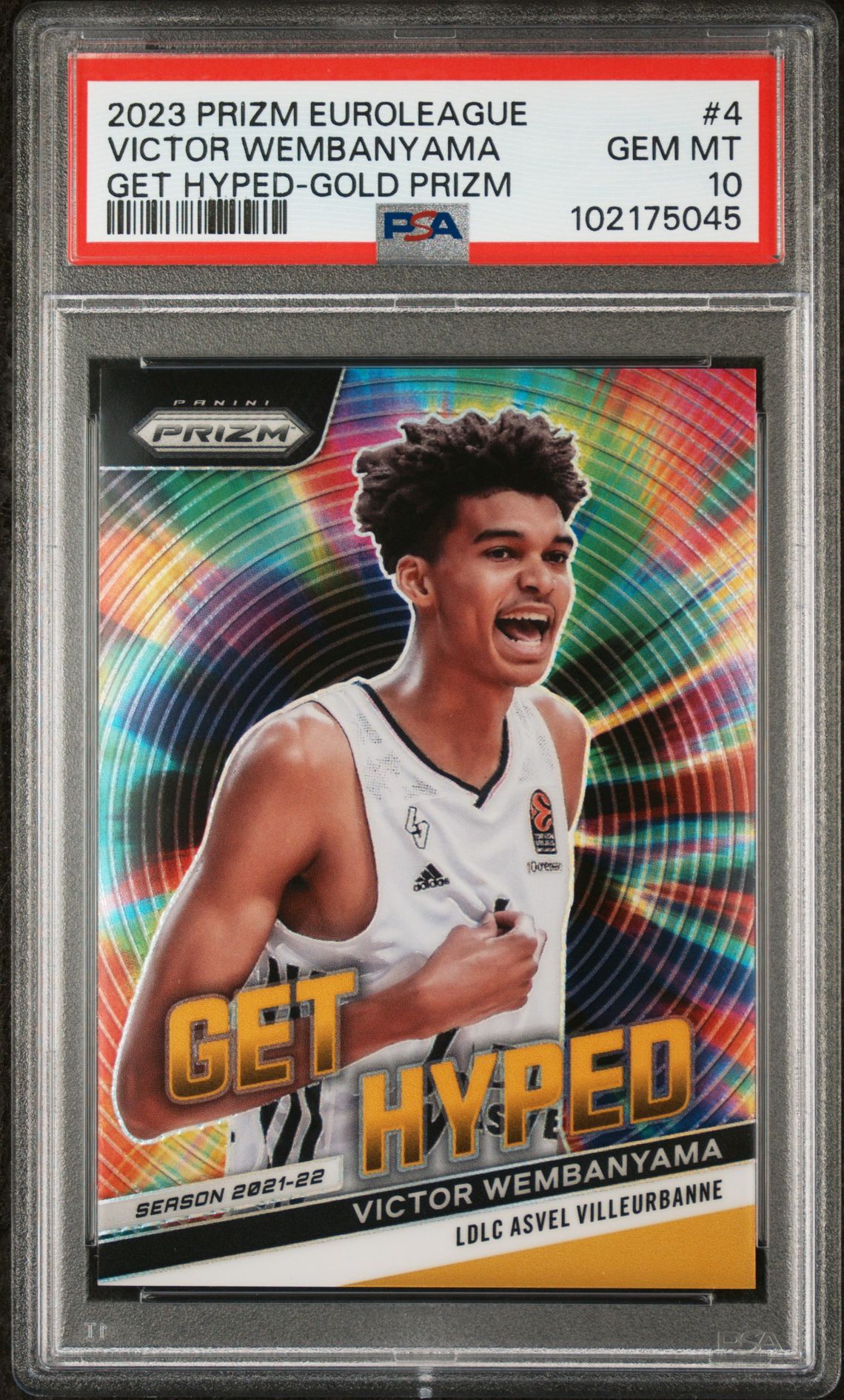 2023 Panini Panini Prizm Turkish Airlines Euroleague Get Hyped GOLD PRIZM #4 Victor Wembanyama front