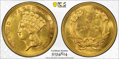 1854 $3 MS62