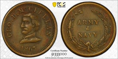 1863 Token F-141/307a, McClellan AU50BN