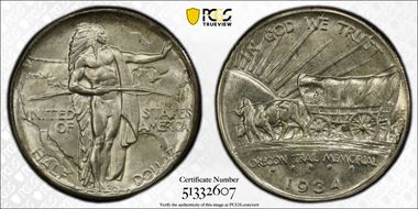 1934-D 50C Oregon MS66+ 