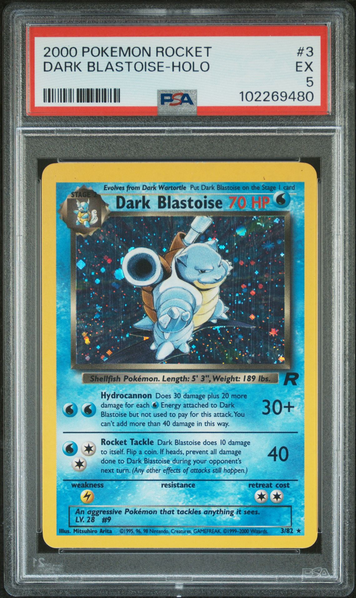 2000 Pokemon POKEMON ROCKET #3 Dark Blastoise-Holo front