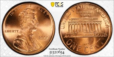 2000 1C "Cheerios" Cent MS67RD