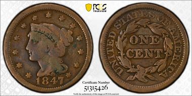 1847/47 1C N-2, Large/Small 47 VG8BN