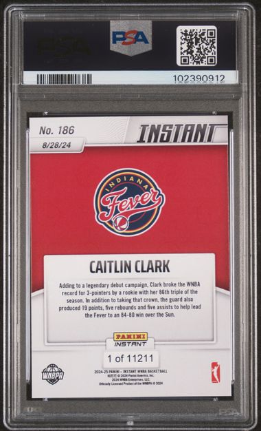 2024 Panini Instant Wnba Caitlin Clark #186 Mint 9 back