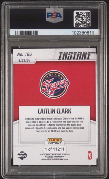 2024 Panini Instant Wnba Caitlin Clark #186 Mint 9 back