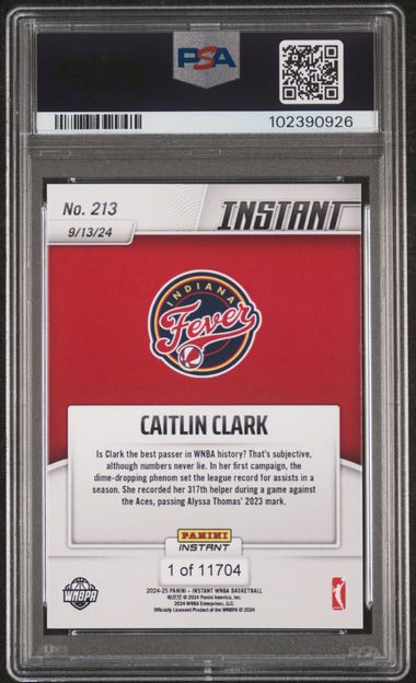2024 Panini Instant Wnba Caitlin Clark #213 Mint 9 back