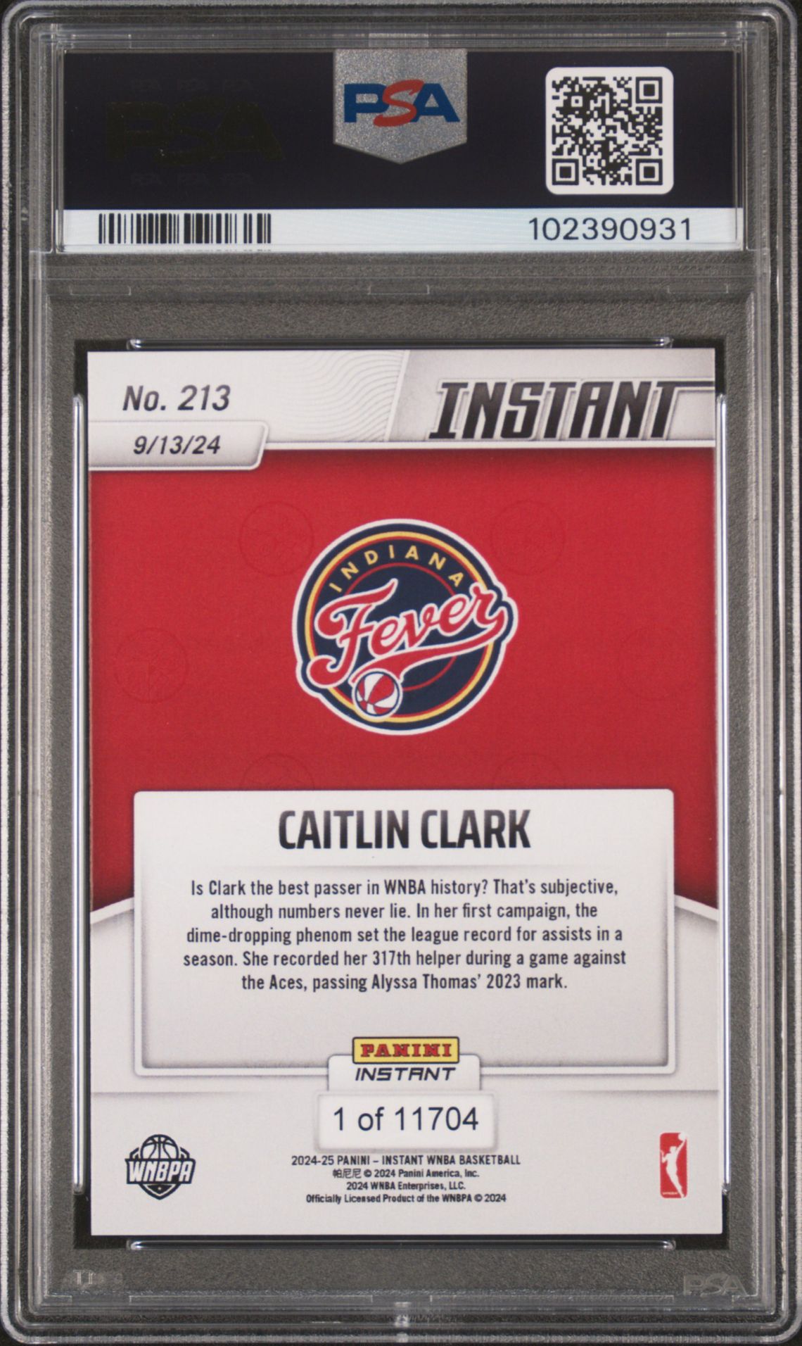 2024 Panini Instant Wnba Caitlin Clark #213 Mint 9 back