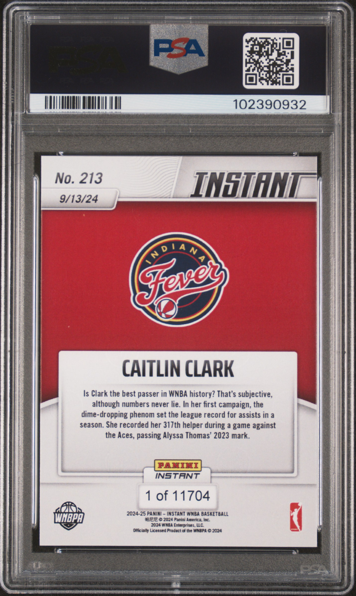 2024 Panini Instant Wnba Caitlin Clark #213 Mint 9 back
