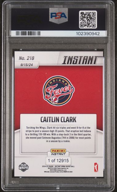 2024 Panini Instant Wnba Caitlin Clark #218 Gem Mt 10 back