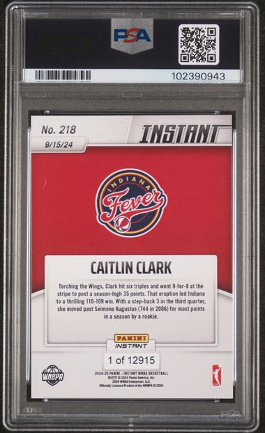 2024 Panini Instant Wnba Caitlin Clark #218 Gem Mt 10 back