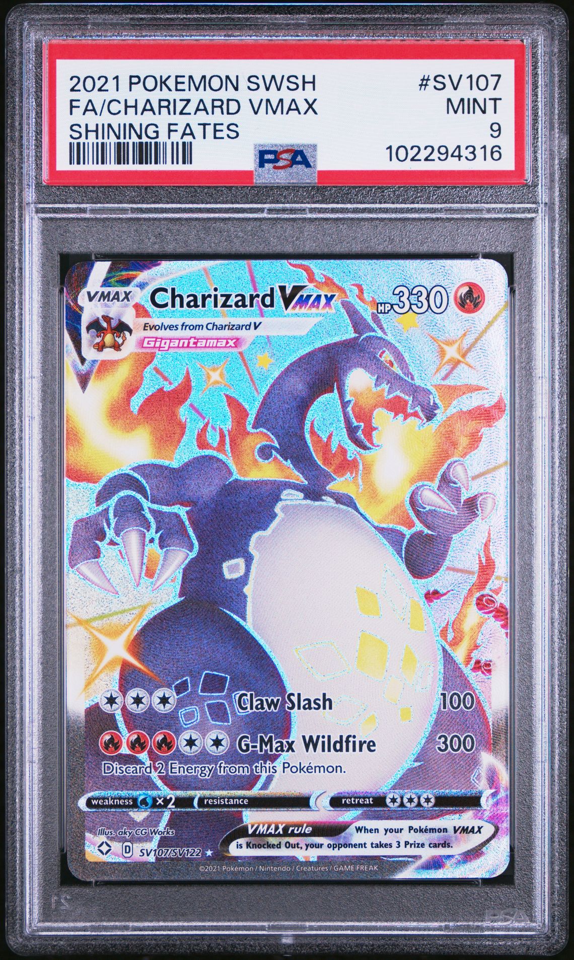 2021 Pokemon Sword & Shield Shining Fates Fa/Charizard Vmax #Sv107 (Shining Fates) Mint 9 front