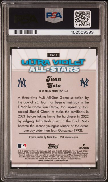 2024 Topps Chrome Ultraviolet All-Stars Juan Soto #Uv13 Mint 9 back