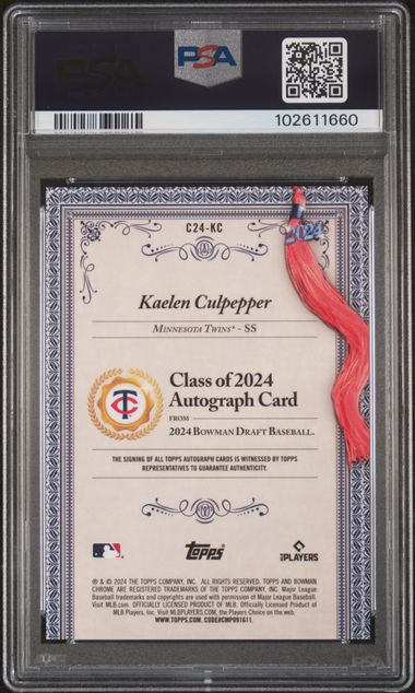 2024 Bowman Draft Class Of 2024 Autographs Kaelen Culpepper #C24Kc Gem Mt 10 back